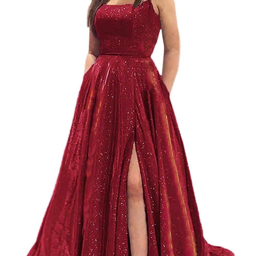 NWT Prom Dress A Line Pockets Formal Evening Ball Gowns Side Slit SZ 4